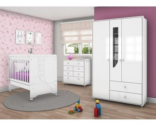 Quarto De Bebê Completo Com Guarda Roupa 3 Portas, Ff