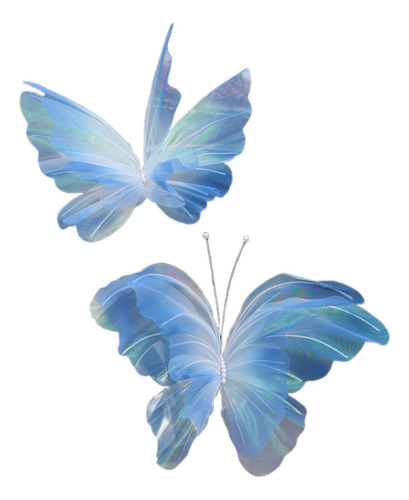 2x Mariposa Artificial Decoración Mariposa Mariposa Azul Y