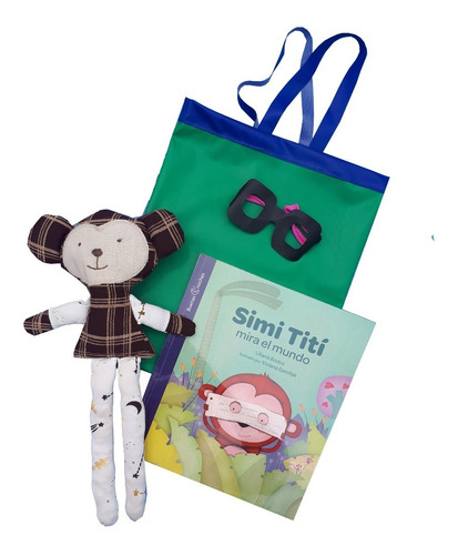 Imagen 1 de 9 de Kit Simi Tití: Cuento Infantil+ Muñeco + Accesorios + Bolsa