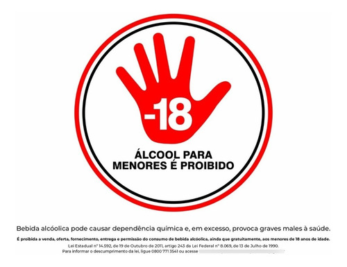 Placa 20x25 Proibido Alcool Menor De 18 Anos T-79749