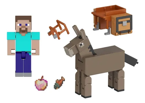 Steve Burro Manzana Pez Minecraft Mattel Muñeco Original