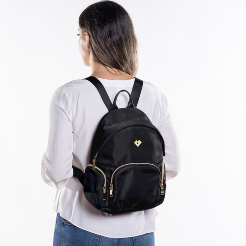 Mochilas Mujer Juveniles, Backpack Tipo Bolsa Dama Luckyly Color Negro