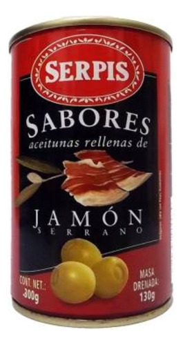 4 Pzas Aceitunas Serpis Sabores Rellenas De Jamón Serrano 30