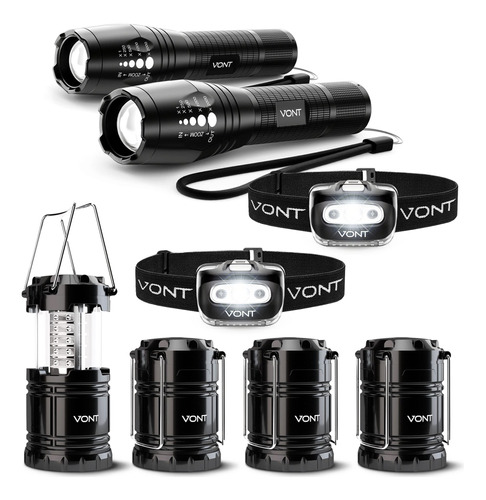 Vont 4 Linterna Led Camping + 2 Blaze Frontal Iluminacion