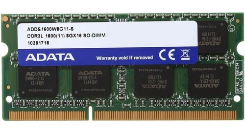 Imagen 2 de 2 de Memoria Ram Adata Premier Ddr3l 1600mhz 8gb So-dimm