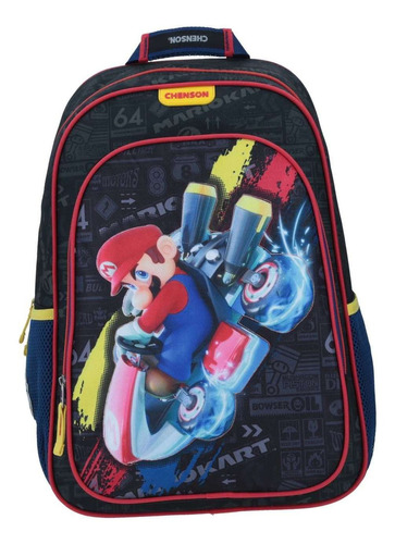 Mochila Chenson Para Niño Mario Bros Escolar Mb64579-3 Color Negro