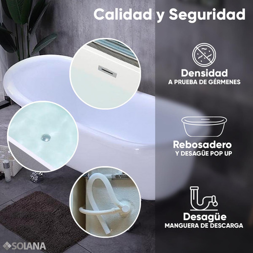 Solana Kit Bañera Estilo Vintage 170x80x75 Cm De Acrilico Solido Blanco Con Grifo Independiente Cuello Cisne Color Plata / Bañera Ovalada Slim Blanca Con Patas De Acero