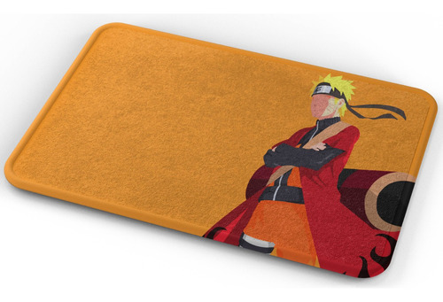 Tapete Naruto Frente Fondo Naranja Baño Lavable 40x60cm