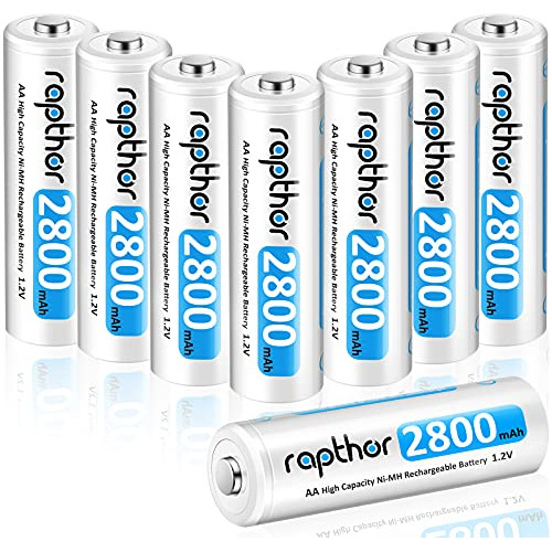 Baterías Aa Recargables Rapthor 8 Piezas 2800 Mah 1.2v...