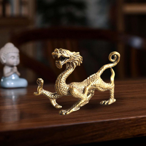 2 Estatua De Latón Feng Shui, Escultura China En Dragón