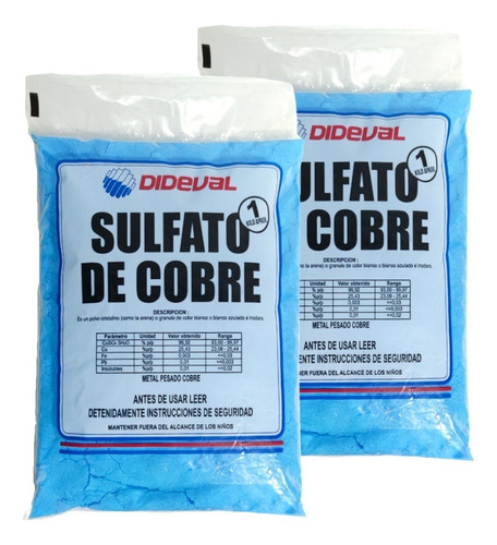 Salguicida Para Piscina Dideval Sulfato De Cobre En Polvo   De Color Azul  