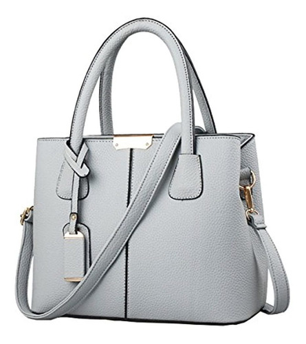 Bolso De Cuero Para Mujer Color Gris. Marca B&e Life