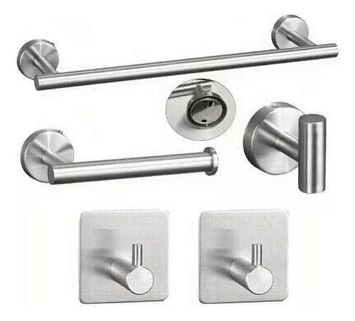 Set De 5 Accesorios Para Baño Acero Inoxidable