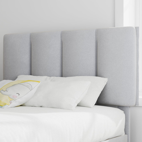 Base De Cama Individual Tapizada Resistente Color Gris Claro