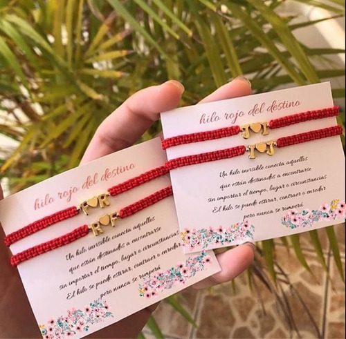 Pulseras Del Hilo Rojo Del Destino Con Iniciales Y Corazón