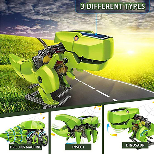 Dinosaurio Robot Solar De Ensamblados De 3 En 1 Para Niños
