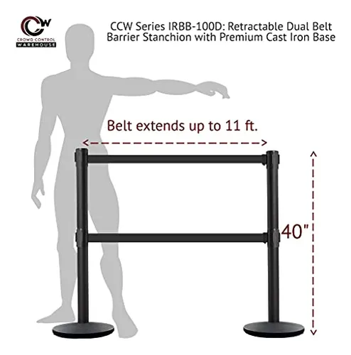 Ccow Set 2 Barrera Retractil Doble, Base Hierro Fundido, Irb