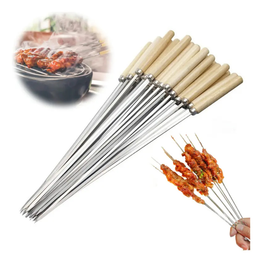 Velstron 20pcs Palillos Para Brochetas Barbacoa, Artículos De Cocina, Palillos Para Brochetas, Uso En Asados Al Aire Libre, Fiestas, Cocina Casera, Restaurantes Y Horno Argent
