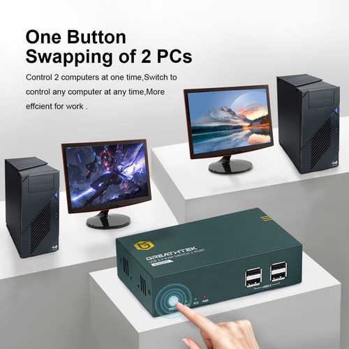 Conmutador Kvm Hdmi 2 Monitores 2 Computers, Switch 2