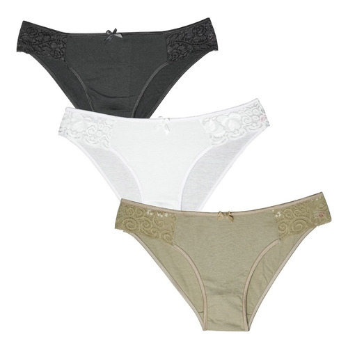 Bikini De Algodon Mujer Paquete De 3 Piezas Colores Suave