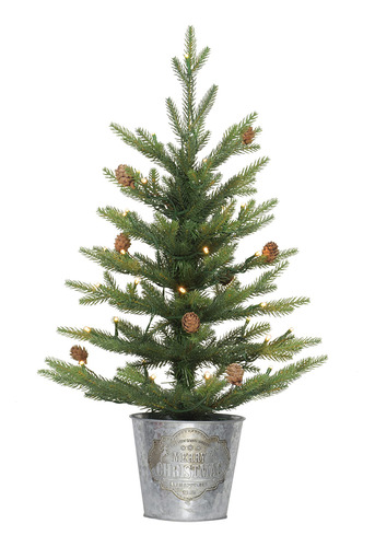 Árbol De Navidad Artificial Preiluminado 2 Pies 35 Luces Ver