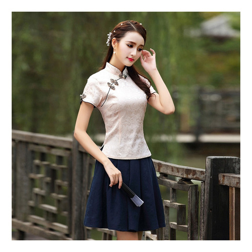 Top De Mujer Informal Y Cómodo De Estilo Tradicional Chino.