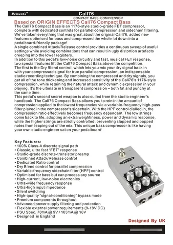 Pedal De Efeito De Guitarra Demonfx Basss Call76 Compressor