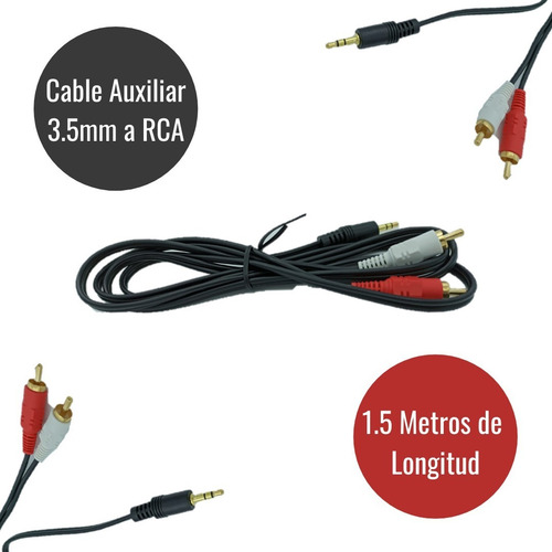 Imagen 1 de 6 de Cable Rca A Auxiliar 3.5mm Adaptador De Audio 1.5 Metros