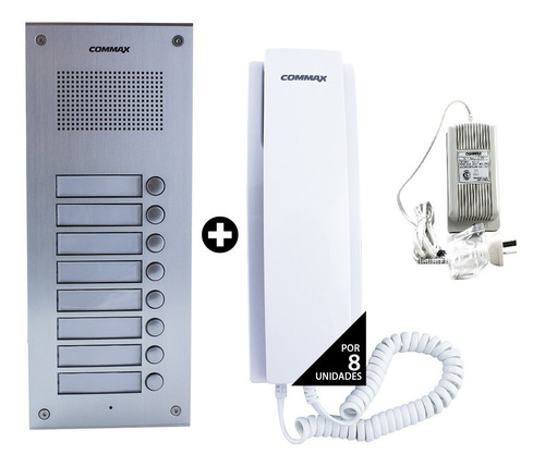 Kit Frente 8 Puls. Alumino + 8 Telefono Dpss + Fuente Commax