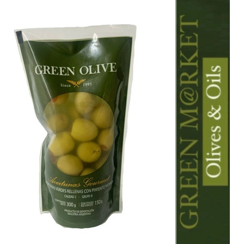 Aceitunas Verdes Rell Con Morrón Green Olive X250gr.doypack 
