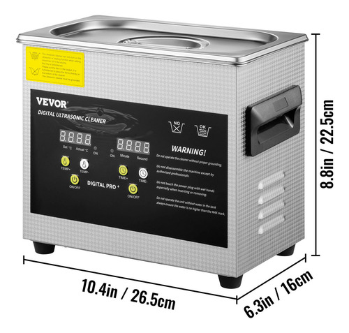 Vevor Limpiador Ultrasónico Profesional 3l Con Temporizador
