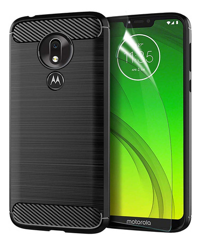 Funda Protector Slim Case Para Celular Moto G7 Power Negro Lisa