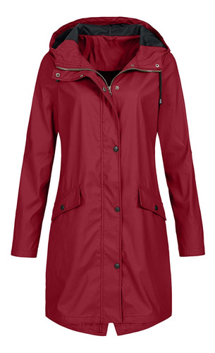 Chaqueta Impermeable W Para Mujer, Color Liso, Con Capucha,