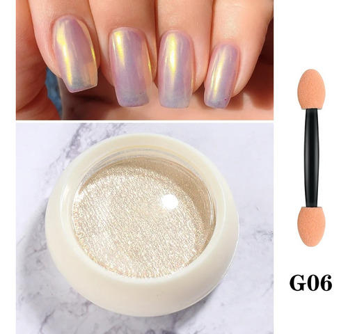 Polvo Efecto Aurora Tendencia Uñas Decoración Nails