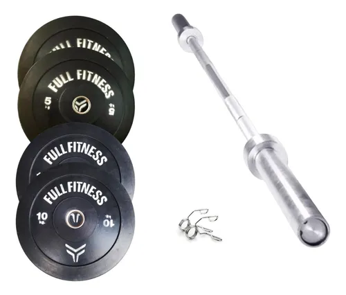 Barra Olimpica 2 05 Mts Zinc Rulemanes 30kg Discos Caucho Cuotas