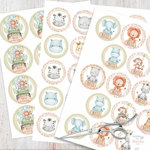 Kit Imprimible Animales Selva Safari Bebé Texto Editable