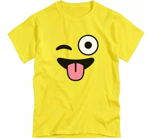 Remera Camiseta Dibujo Cara Feliz Emoji Lengua Infantil