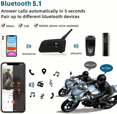 6x V6 Pro Bluetooth Casco de Motocicleta Intercomunicador 1200m grupo hablando Auricular GPS 