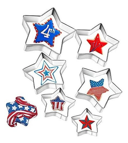 6 Pieces Star Cookie Cutters, Assorted Sizes Stainless Steel