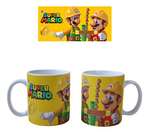 Mug De Mario Y Luigi Bros Constructor Personalizado Colores