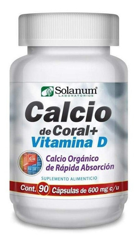 Imagen 1 de 1 de Calcio De Coral + Vitamina D 90 Cápsulas Sabor Sin Sabor