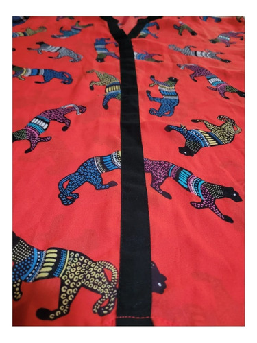 Camisa Gasa Blusa Leopardo Roja Mujer Adulto. (Usado)