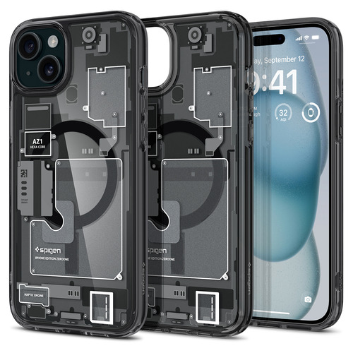 Capa | Spigen Ultra Hybrid Zero One para Apple iPhone 15 | Compatível com Magsafe | Design descoberto | Proteção de nível militar - preta