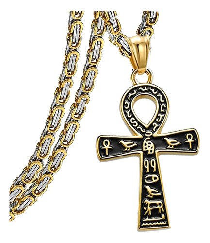 Fululay Collar Con Colgante De Cruz Grande Ankh Copto Egipci