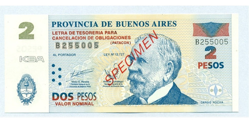 Coleccion Bono 2 Patacon 2001 Specimen Sin Circular Unc