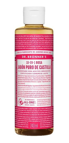 Imagen 1 de 1 de Jabón Liquido Orgánico Dr. Bronner's Rosas 240 Ml