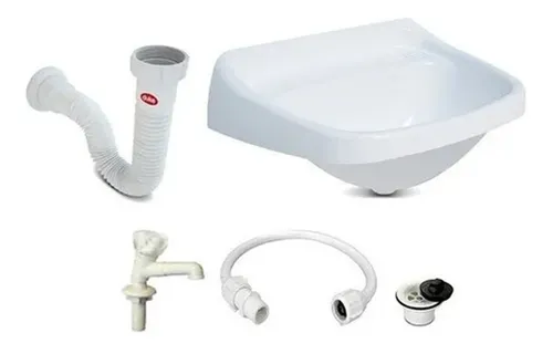 Kit Pileta Lavadero Lavatorio Flexible Canilla Sopapa Duke