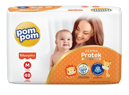 Fraldas Pom Pom Protek Proteção de Mãe M x 48 unidades
