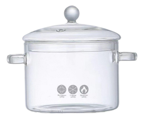 Panela De Vidro Com Tampa Panela De Fogão Claro 1400ml
