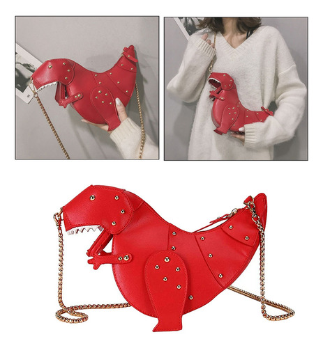 Mujeres Lindo Dinosaurio 3d Bandolera Remache Chic Cadena